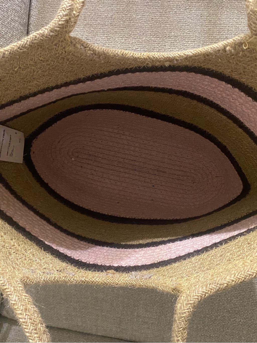 Striped Woven Tote Bag In Pink, Brown & Natural — image 5 of 5